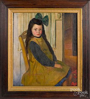 Abel Warshawsky, oil on canvas portrait of a girl