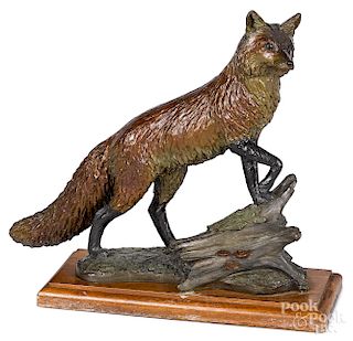 David H. Turner, painted bronze fox
