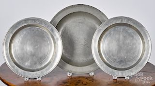 Three Connecticut pewter dishes