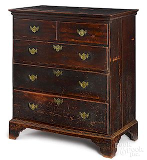 New England painted maple semi-tall chest