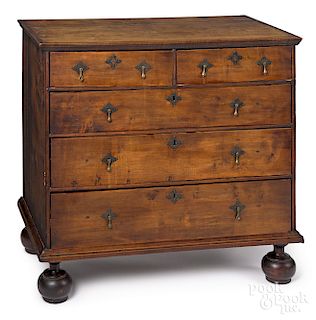 New England William and Mary maple chest