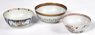 Three Chinese export porcelain punch bowls