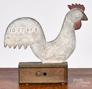 Painted cast iron rooster windmill weight