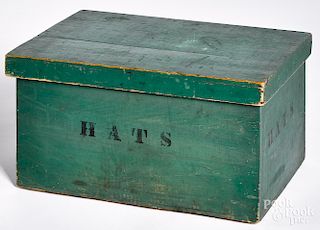 New England green painted Hats box