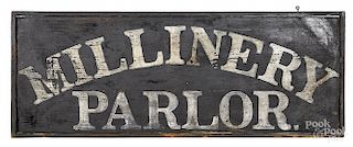 Painted pine Millinery Parlor trade sign