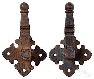 Pair of Samuel Yellin iron hooks or tiebacks