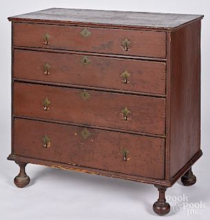 William & Mary painted pine chest of drawers