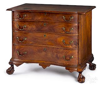 Massachusetts mahogany oxbow chest of drawers