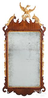 Chippendale mahogany and gilt looking glass