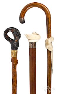Three Victorian canes