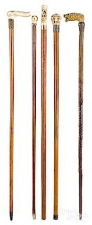 Five Victorian canes