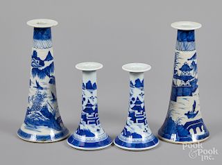 Chinese export porcelain Canton candlesticks