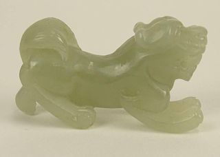 Chinese Carved Celadon Buddhist Lion