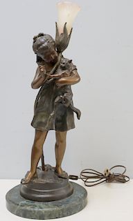 Aristide de Ranieri. Signed Bronze Figural Lamp.