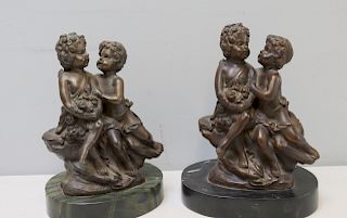 Auguste Moreau  Signed Pair Of Bronze Figural