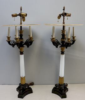 Impressive Pair of Patinated and Gilt Bronze