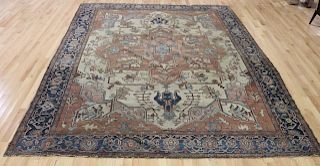 Antique And Finely Hand Woven Serapi/ Heriz