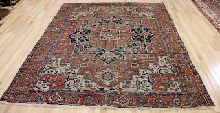 Antique And Finely Hand Woven Roomsize Serapi/