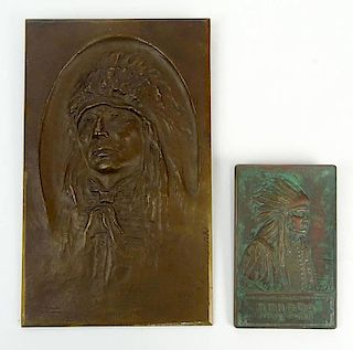 Two (2) Early 20th Century American Bronze Relief Plaques