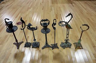 7 Cast Iron / Metal Standing Ashtrays.