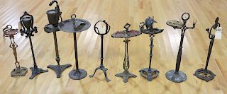 9 Assorted Cast Iron / Metal Standing Ashtrays.