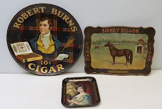 3 Vintage Cigar Signs / Trays To Inc.