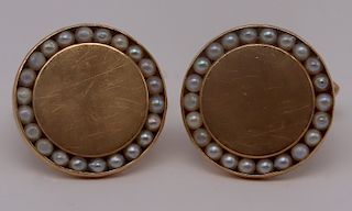 JEWELRY. Pair of Lucien Piccard 14kt Gold & Pearl