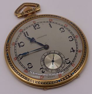 JEWELRY. Longines 18kt Gold Open-face Pocket Watch