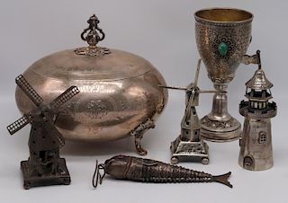 SILVER. Grouping of Silver Judaica Tablewares.