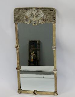 Midcentury. Ceramic Figural Decorated Mirror