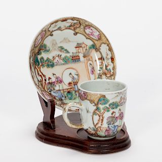 Chinese Export Tea Cup & Saucer on Stand, Moog