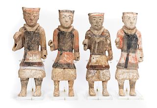Four Han Dynasty Painted Pottery Warriors