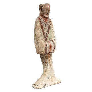 Western Han Dynasty Painted Standing Court Figure