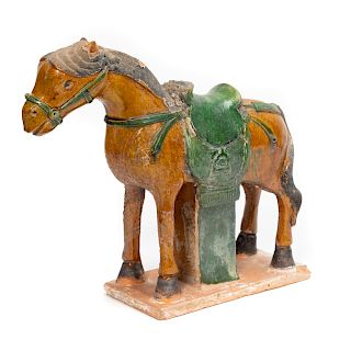 Chinese Ming Dynasty Glazed Ceramic Horse