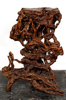 Large Chinese Scholar Tree Root Stand Sculpture