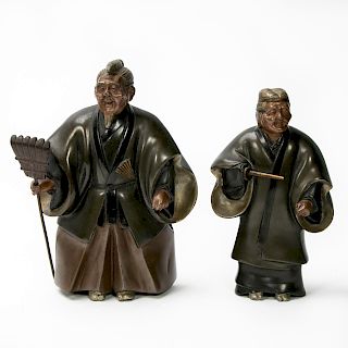 Two Japanese Bronze Kabuki "Noh" Figures