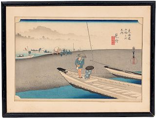 Utagawa Hiroshige Tenryu River, Mitsuke Woodblock