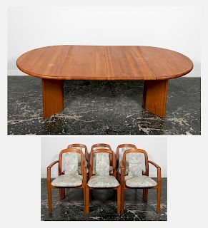 7pc Set, Danish Skovby Dining Table & Six Chairs
