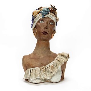 B. Larkin, Large Glazed Ceramic Female Bust