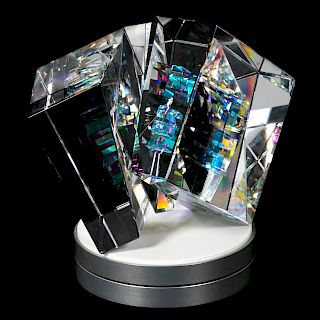 Toland Sand "Isis Cube II" Art Glass Sculpture