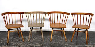 Set, Four Nakashima For Knoll Straight Chairs