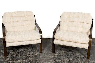Pair, Erwin Lambeth Bronze Lounge Chairs, 1960s