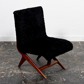 Ico Parisi Mohair Upholstered 1960s Slipper Chair