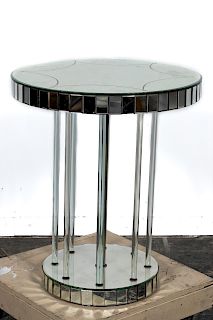 Venetian Mirrored Table with Lucite Pedestal