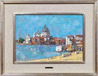 C. Romano, "Temple View" Oil On Canvas Painting