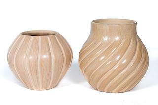 Two Southwestern Jemez Cream Pottery Vessels