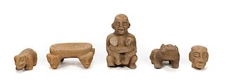 Five Pre-Columbian Style Stone Figures
