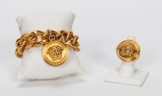 Versace "Medusa" Logo Bracelet & Ring Set