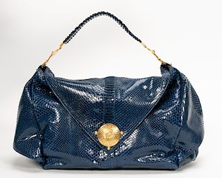 Versace Blue Python & Suede "Medusa" Handbag