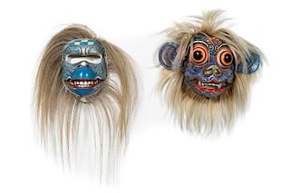 Pair, Balinese Polychromed Ceremonial Monkey Masks